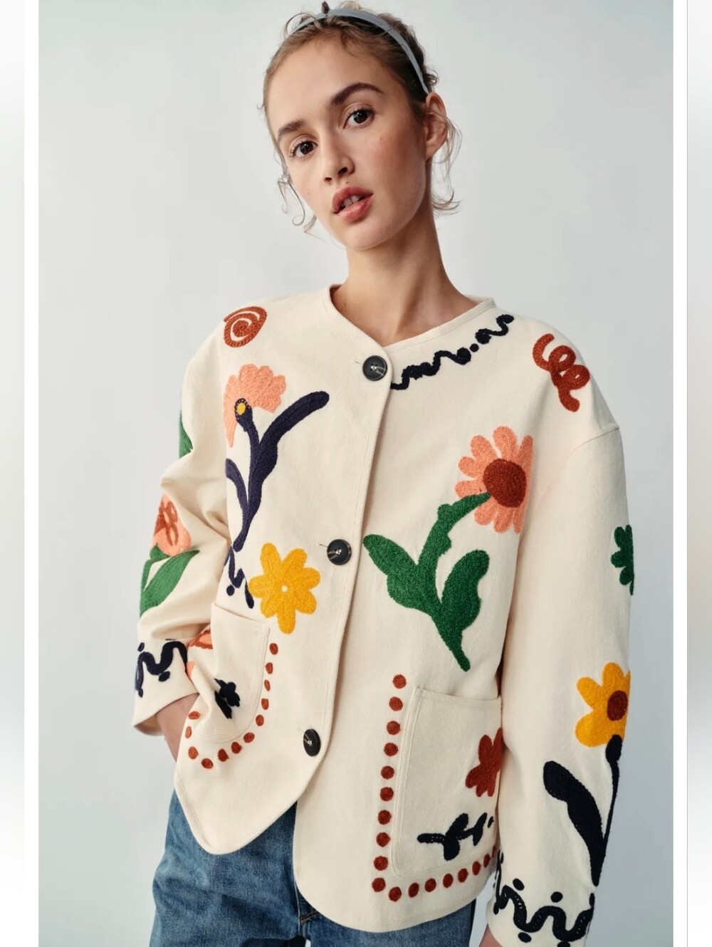 ZARA FLORAL EMBROIDERED JACKET
